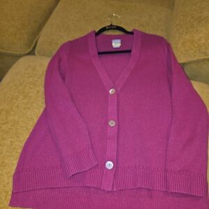 Chico's Fuchsia Button-Up Cardigan